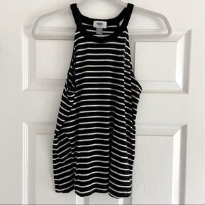 High neck striped tank